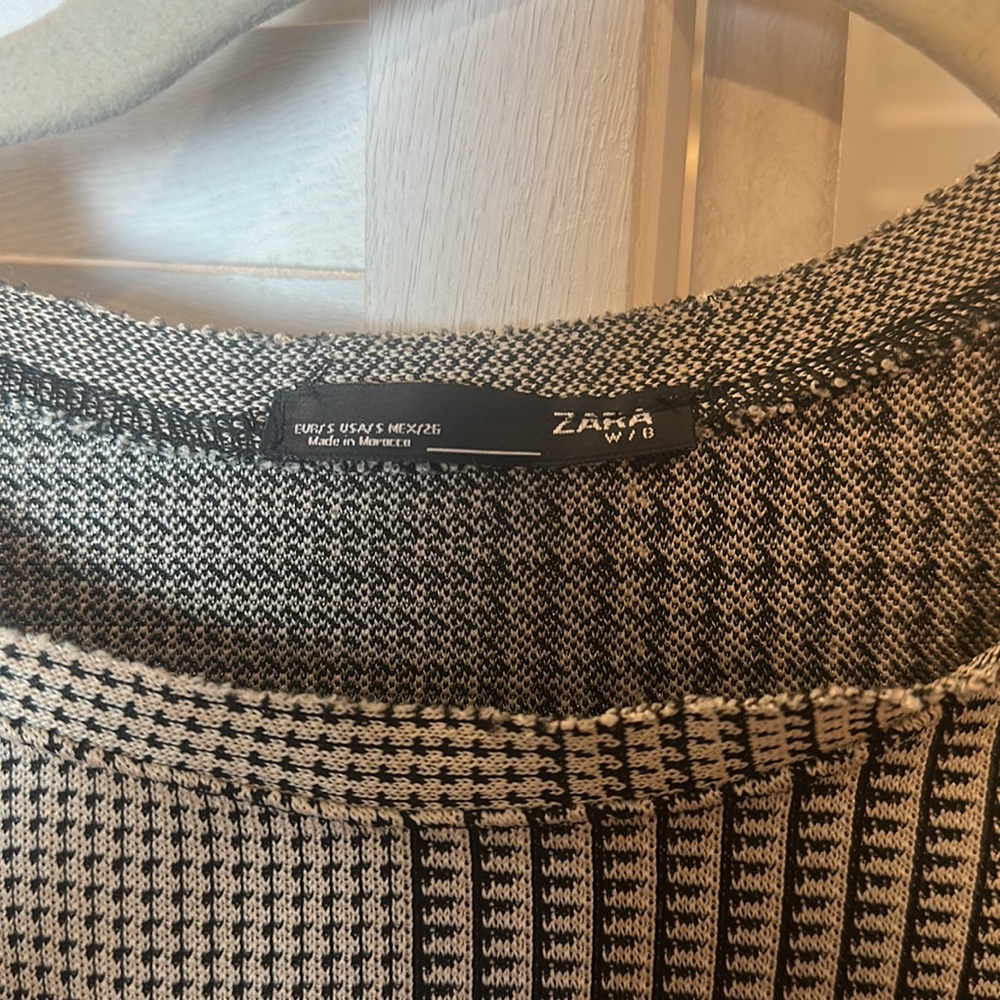 Zara High Low Houndstooth Patchwork Top - image 4